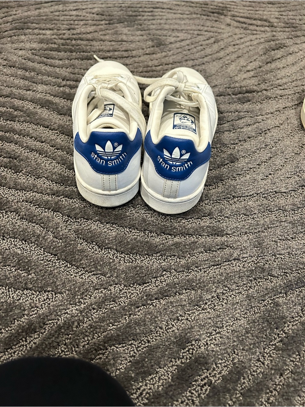 adidas Kids/ Women’s White and Blue Stan Smith Sneakers